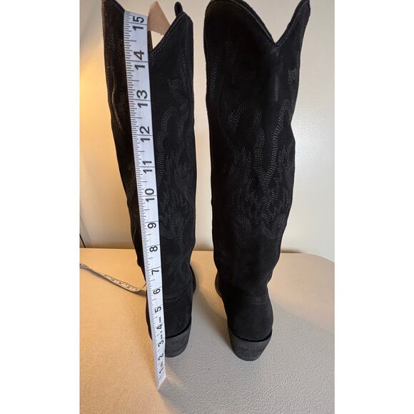 Jeffrey Campbell Rancher Knee High Western Boot Black Oiled Suede Size 7 NEW! - Picture 10 of 12